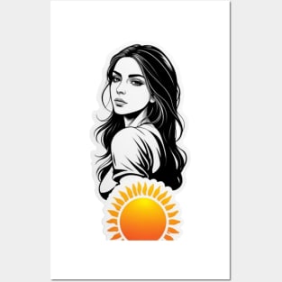 girl with sun Posters and Art